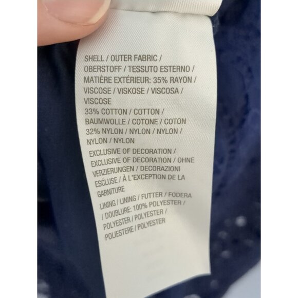 Isaac Mizrahi Live Regular Handkerchief Hem Floral Lace Midi Dress Navy XL - Picture 8 of 10